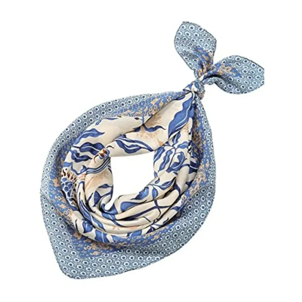 Women Light Blue Head Hair Scarf Like Satin Silk Scarf Sleeping Hair Wrapping